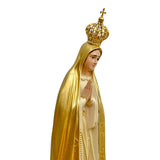 Our Lady of Fatima Statue with Golden Mantle - 11” (28 cm)