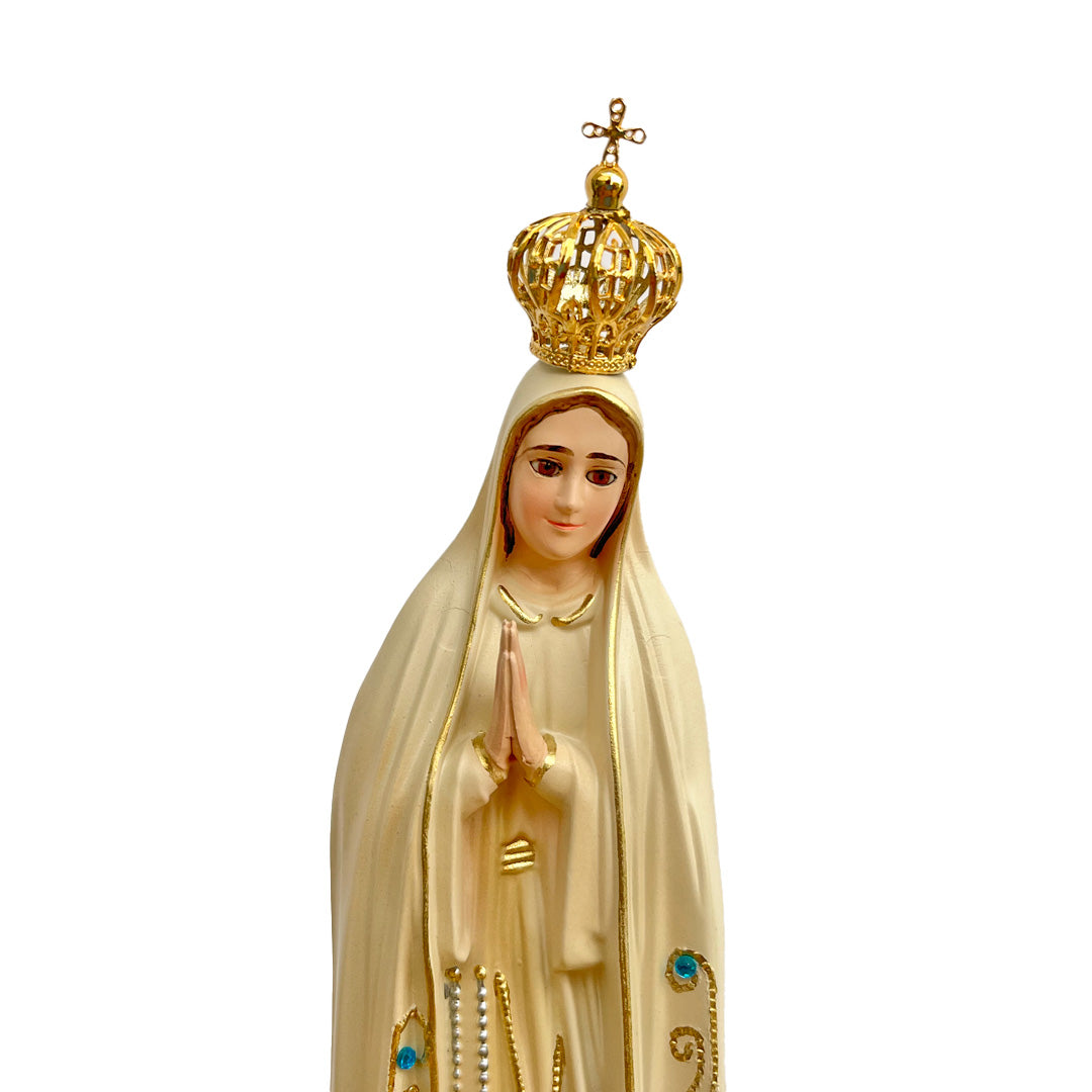 Our Lady of Fatima Statue with Antique Finish - 11” (28 cm)