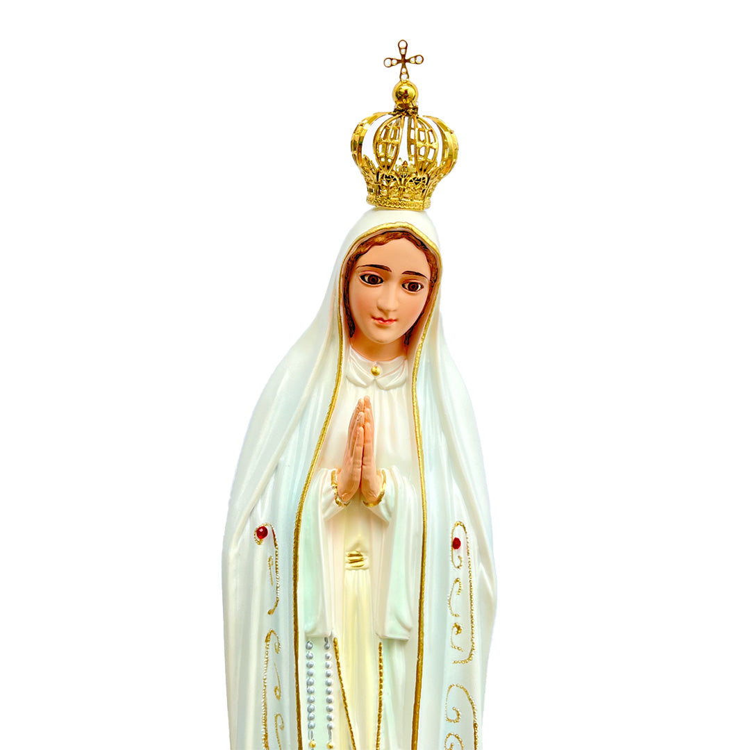 Our Lady of Fatima Statue with White Mantle - 19.6” (50 cm)