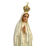 Our Lady of Fatima Statue with White Mantle and Glitter Details - 19.6” (50 cm)