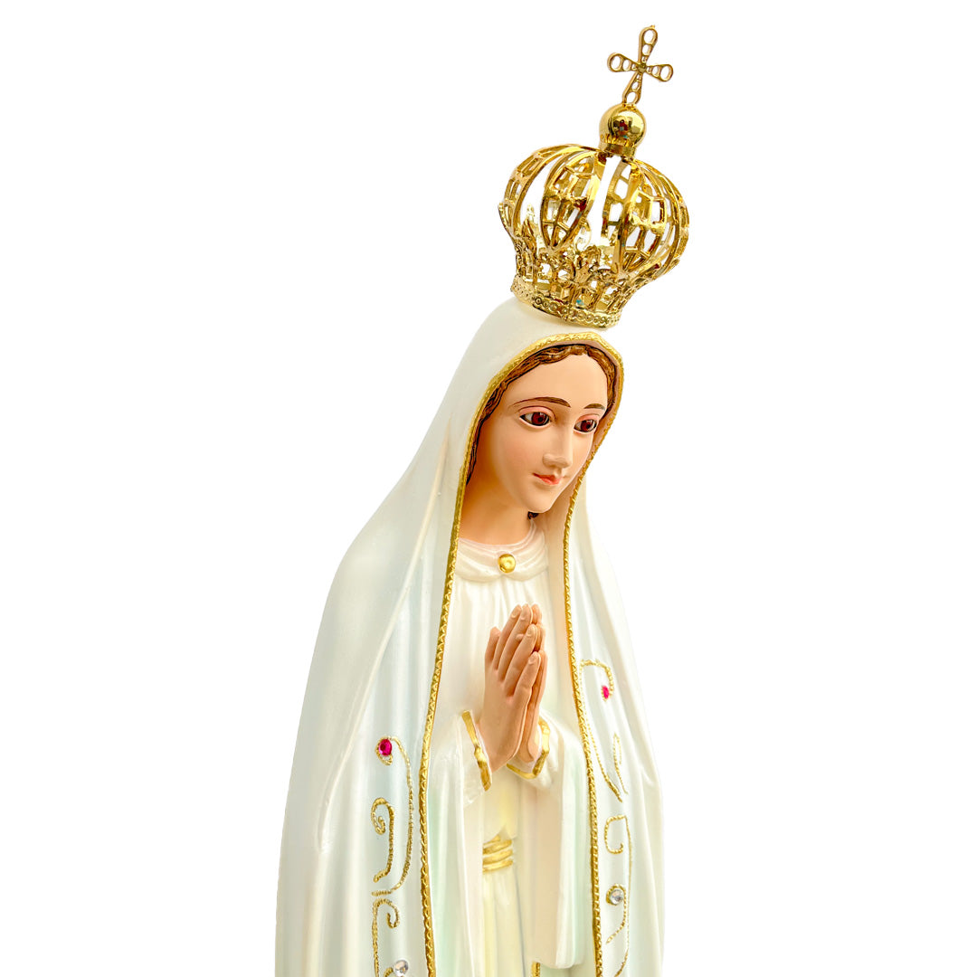 Our Lady of Fatima Statue with White Mantle - 23.6” (60 cm)