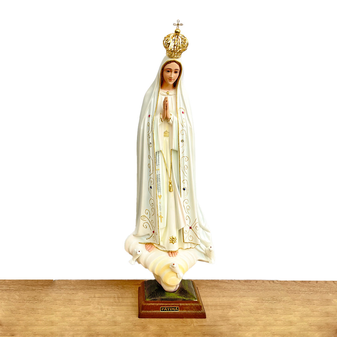 Our Lady of Fatima Statue with White Mantle - 23.6” (60 cm)