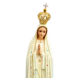 Our Lady of Fatima Statue with White Mantle and Frosted Details - 23.6” (60 cm)