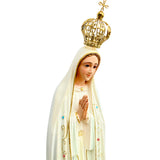 Our Lady of Fatima Statue with White Mantle and Frosted Details - 23.6” (60 cm)