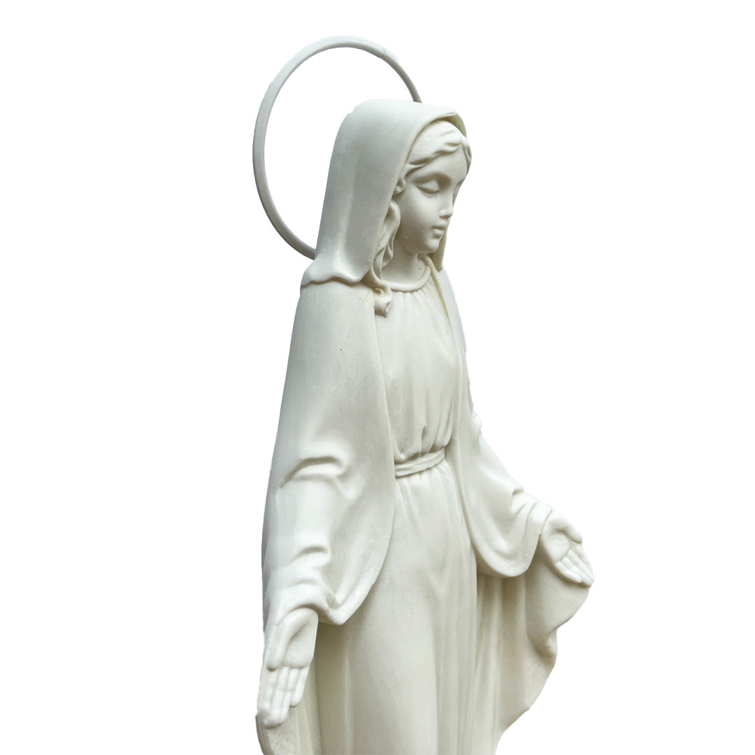 Our Lady of the Miraculous Medal Statue with Wood-Style Base - 11.4” (29 cm)