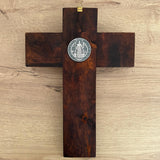 Christ with Saint Benedict Medal in Wood for Hanging – 13.2" (33.5 cm)