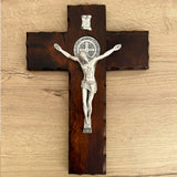 Christ with Saint Benedict Medal in Wood for Hanging – 13.2" (33.5 cm)