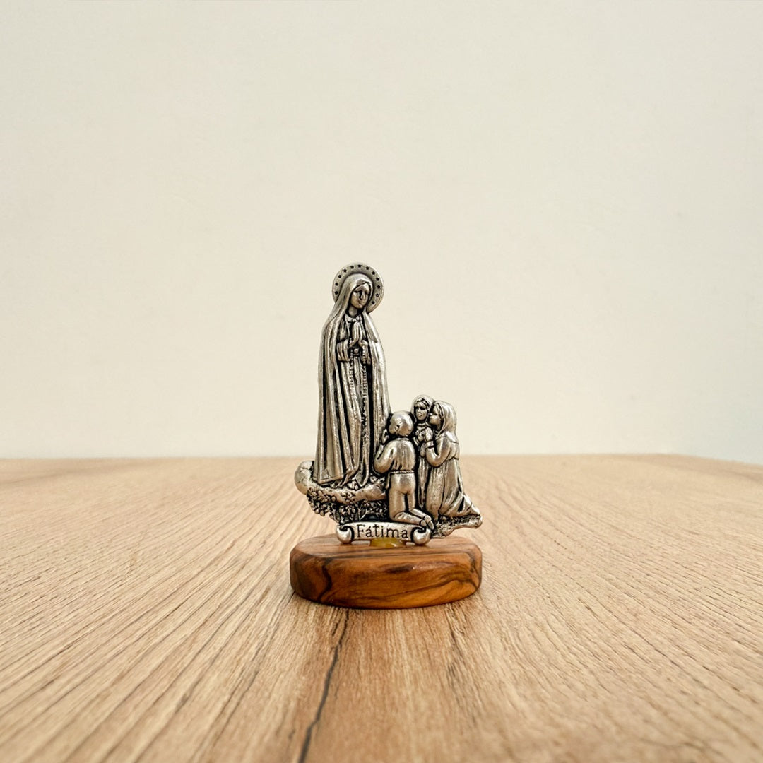 Our Lady of Fatima on an Olive Wood Base