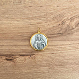 Italian Medallion of Our Lady of Mount Carmel and the Sacred Heart Bicolor 0.6"