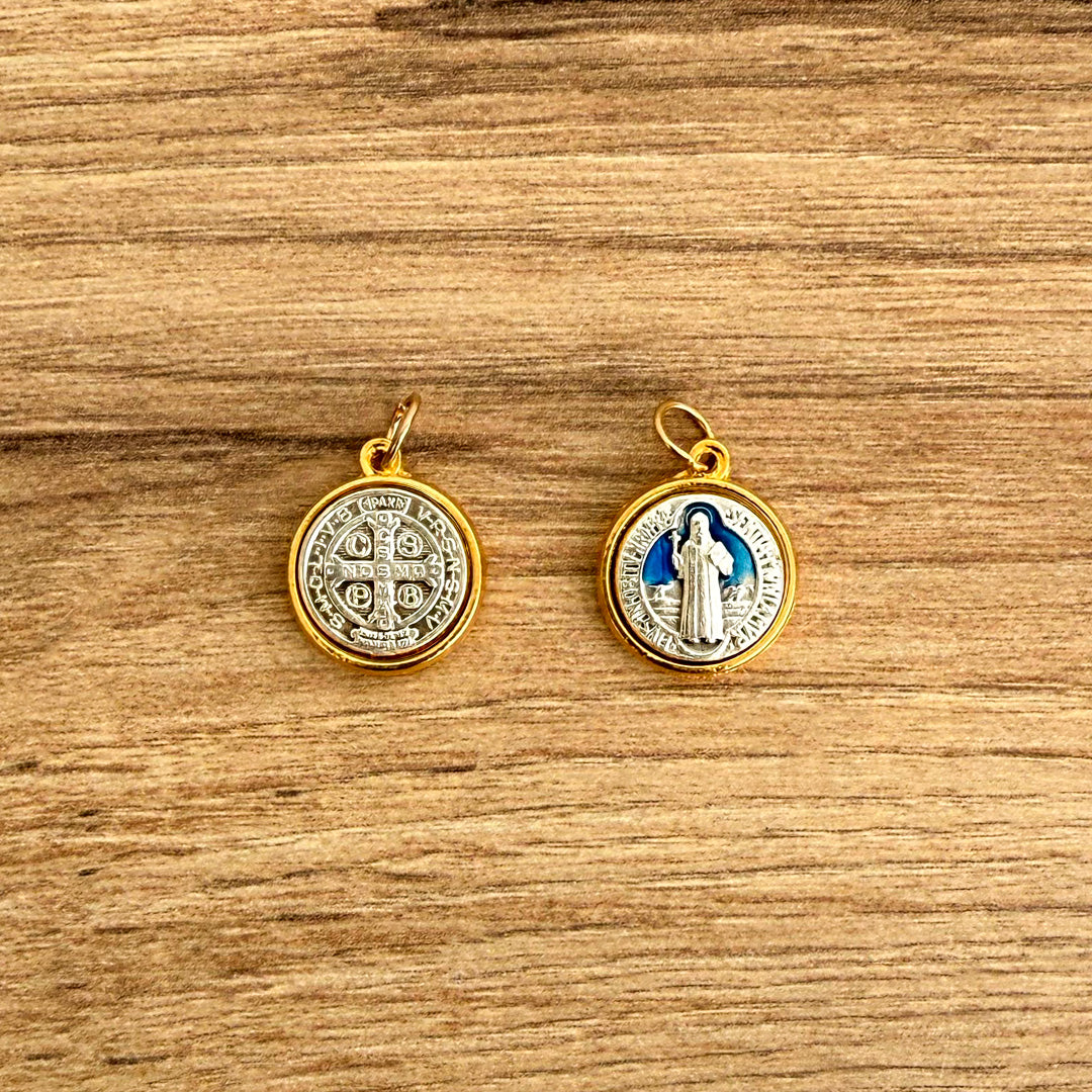 Italian Medallion of St. Benedict Bicolor 0.6"