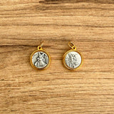 Italian Medallion of Saint Michael the Archangel and Guardian Angel Bicolor 0.6"