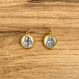 Italian Medallion of Our Lady of Mount Carmel and the Sacred Heart Bicolor 0.6"