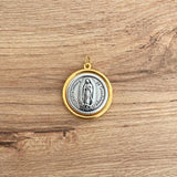 Italian Medallion of Our Lady of Guadalupe and Jesus of Mercy Bicolor 0.9"