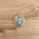 Italian Medallion of Saint Benedict Bicolor 0.9"