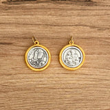 Italian Medallion of Our Lady of Fátima and Saint Joseph Bicolor 0.9"