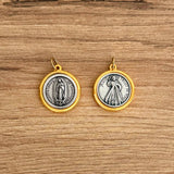 Italian Medallion of Our Lady of Guadalupe and Jesus of Mercy Bicolor 0.9"