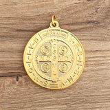 Italian Medallion of Saint Benedict in Zamak with Gold Plating 2"