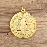 Italian Medallion of Saint Benedict in Zamak with Gold Plating 2"