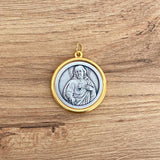 Italian Medallion of Our Lady of Mount Carmel and Sacred Heart Bicolor 1.18"