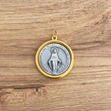 Italian Medallion of the Miraculous Virgin Bicolor 1.18"