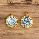 Italian Medallion of Our Lady of Mount Carmel and Sacred Heart Bicolor 1.18"
