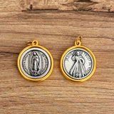 Italian Medallion of Our Lady of Guadalupe and Jesus of Mercy Bicolor 1.18"