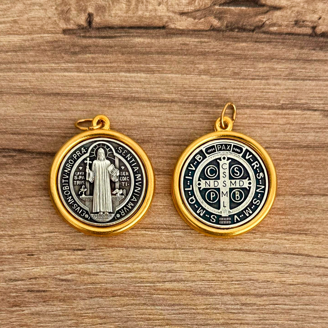 Italian Medallion of St. Benedict Bicolor 1.18"