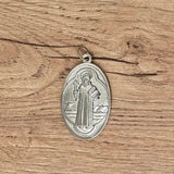 Silver-Plated Oval Saint Benedict Medallion