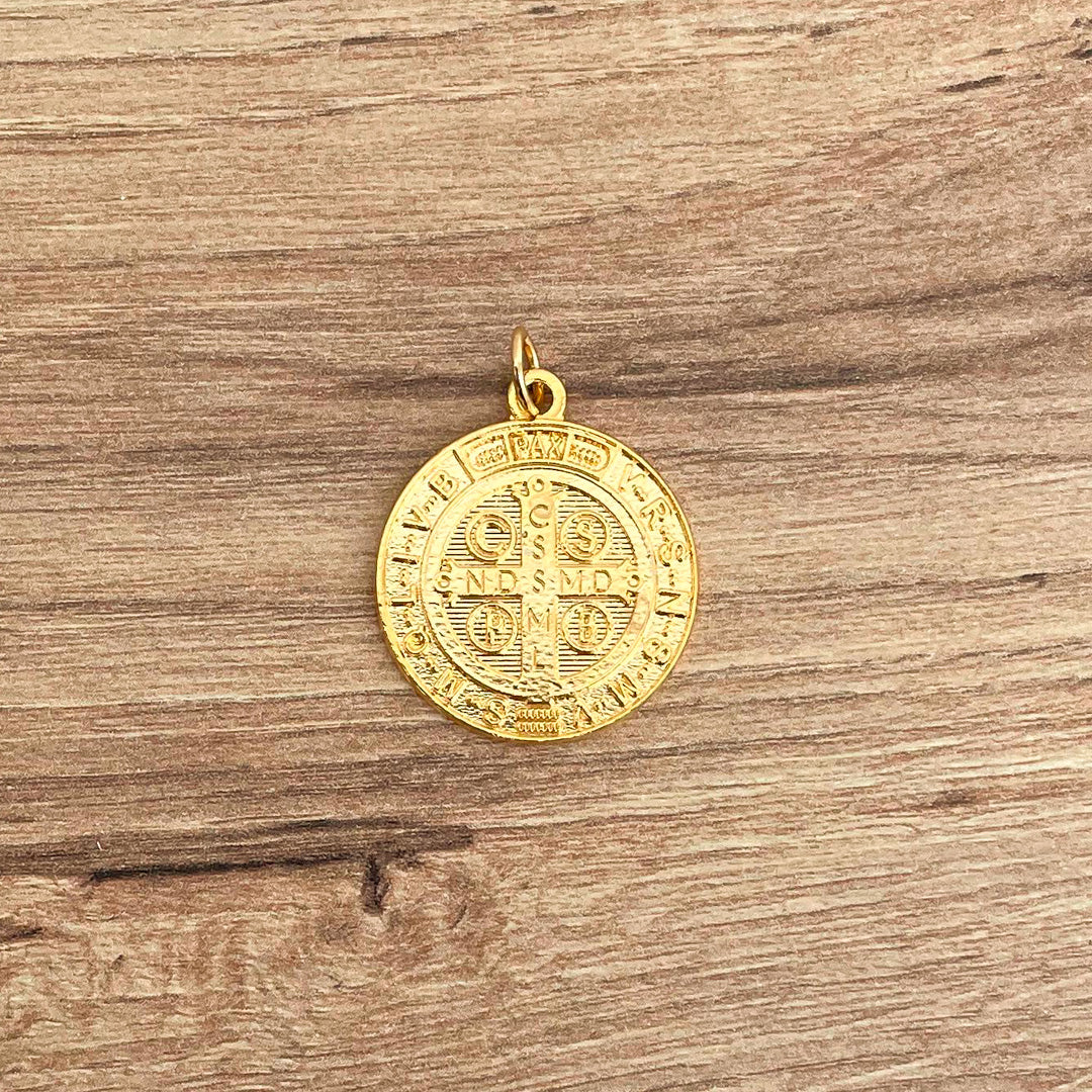 Italian Saint Benedict Medallion in Zamak with Gold Plating 1"