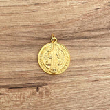 Italian Saint Benedict Medallion in Zamak with Gold Plating 1"