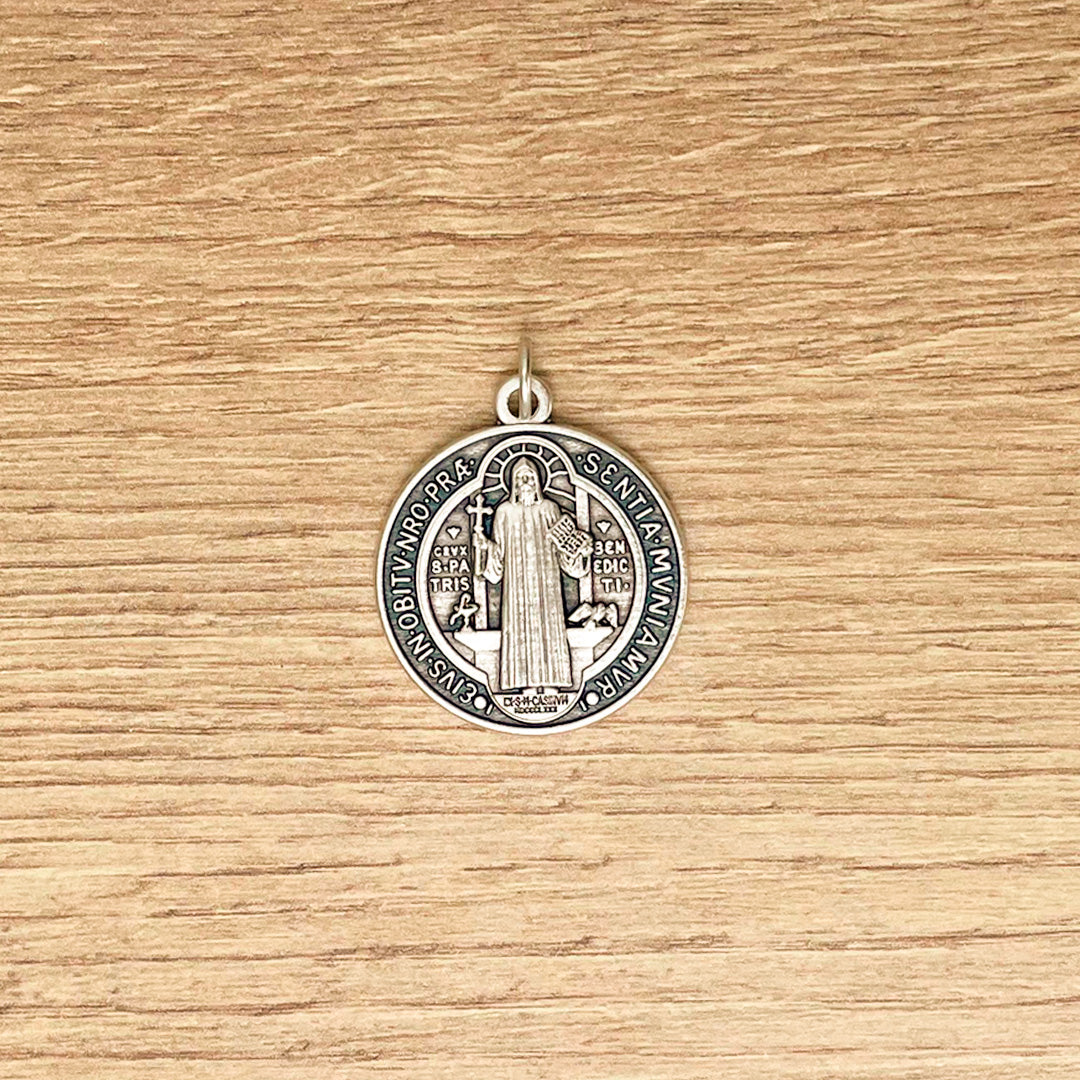 Saint Benedict Silver Medallion 1"