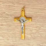 Christ of Saint Benedict Italian in Gold-Plated Zamak with Square Tips