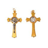 Saint Benedict Cristo or Cross Italian Gold-Plated Zamak 2" x 1.2"