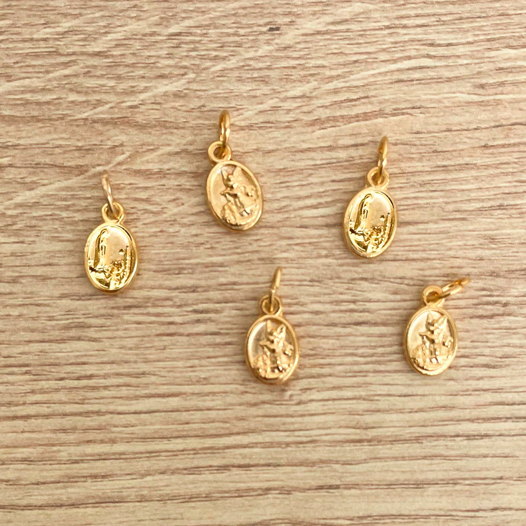 Package of 5 Gold-Plated Medals of Our Lady of Fatima and Guardian Angel