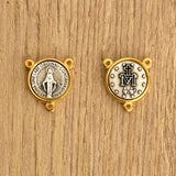 Medal of Our Lady of the Miraculous Medal Bicolor with 3 Holes 0.59 in