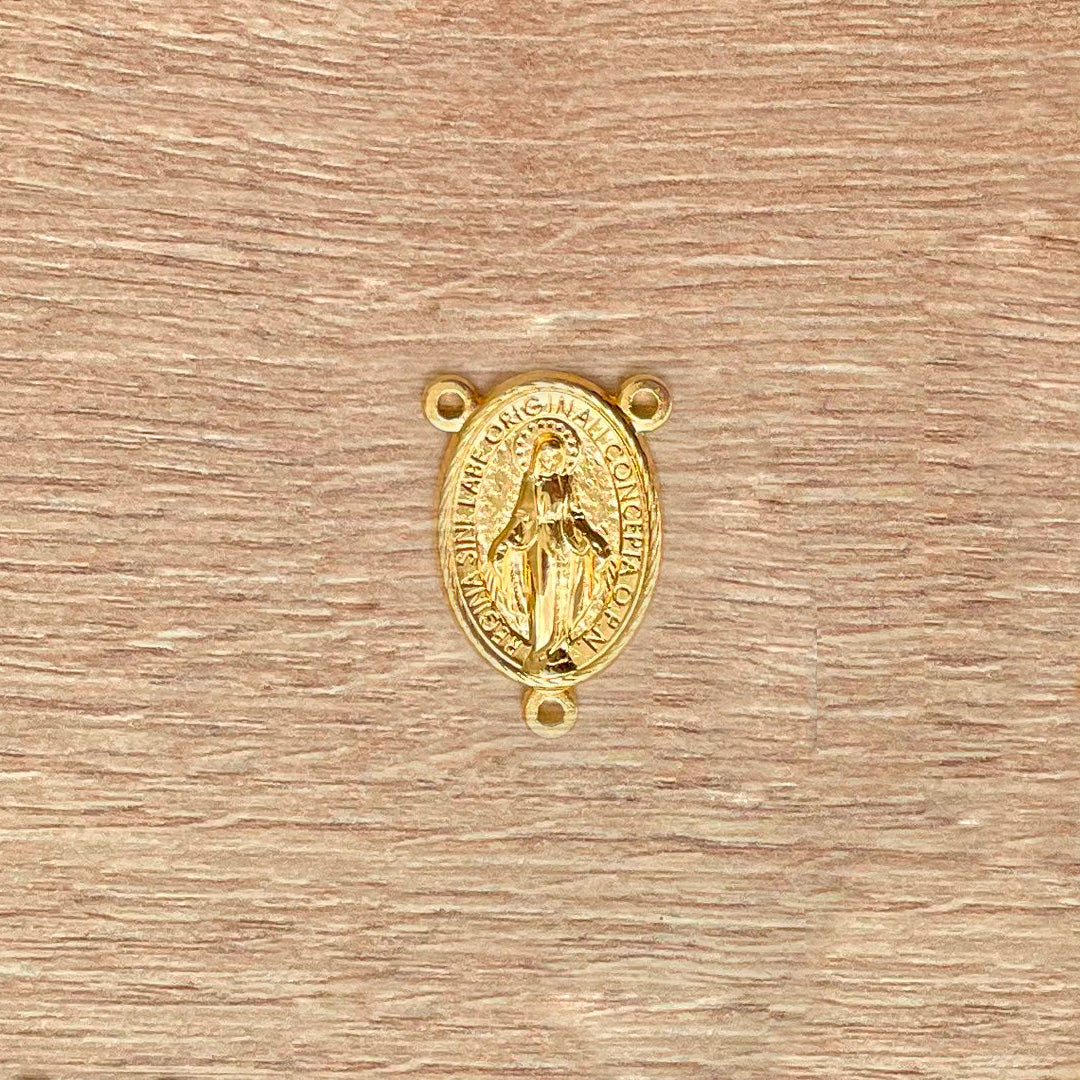 Miraculous Medal Gold-Plated with Three Holes 0.83in