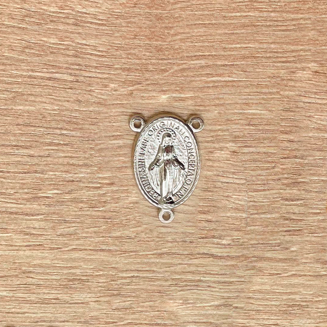 Miraculous Medal Silver-Plated with Three Holes 0.47in