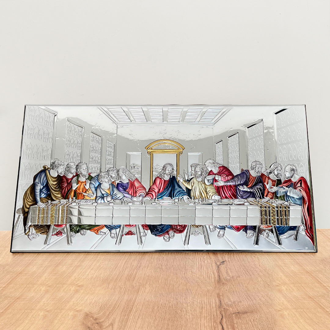 The Last Supper Plaque in Wood and Bilaminated Aluminum With Color