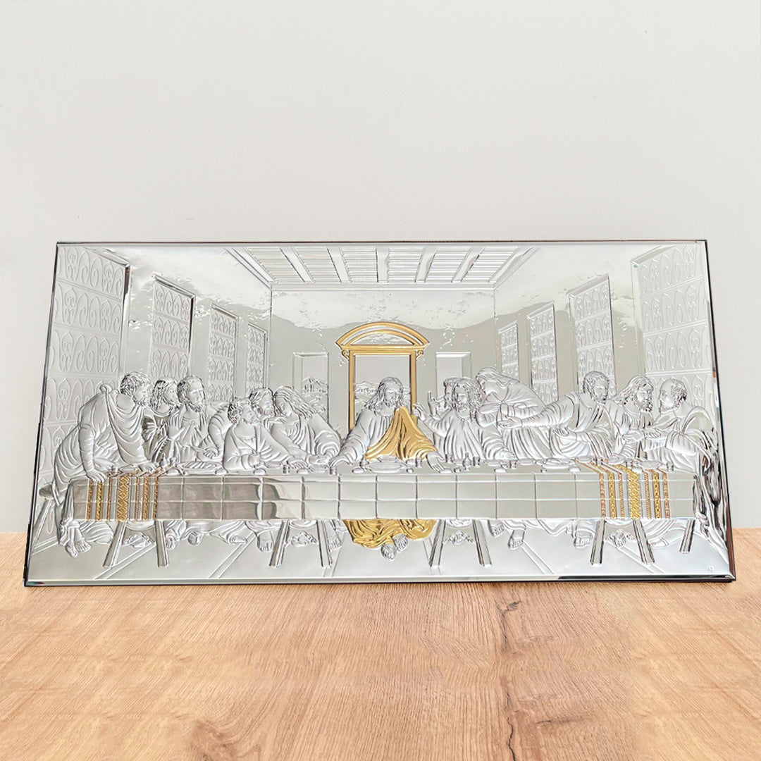 The Last Supper Plaque in Wood and Bilaminated Aluminum with Gold Plating