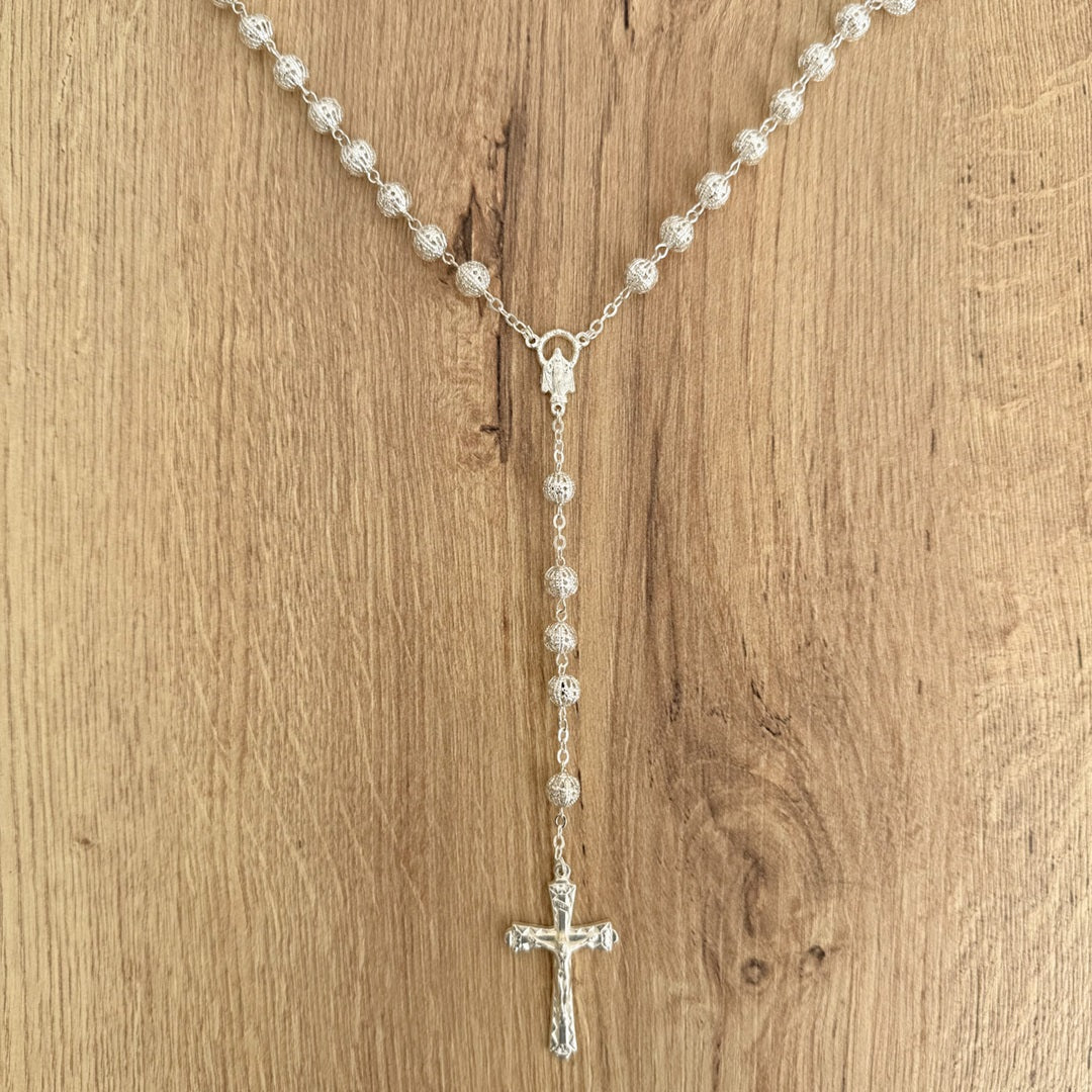 Italian Rosary on Zamak Chain with Large Filigree