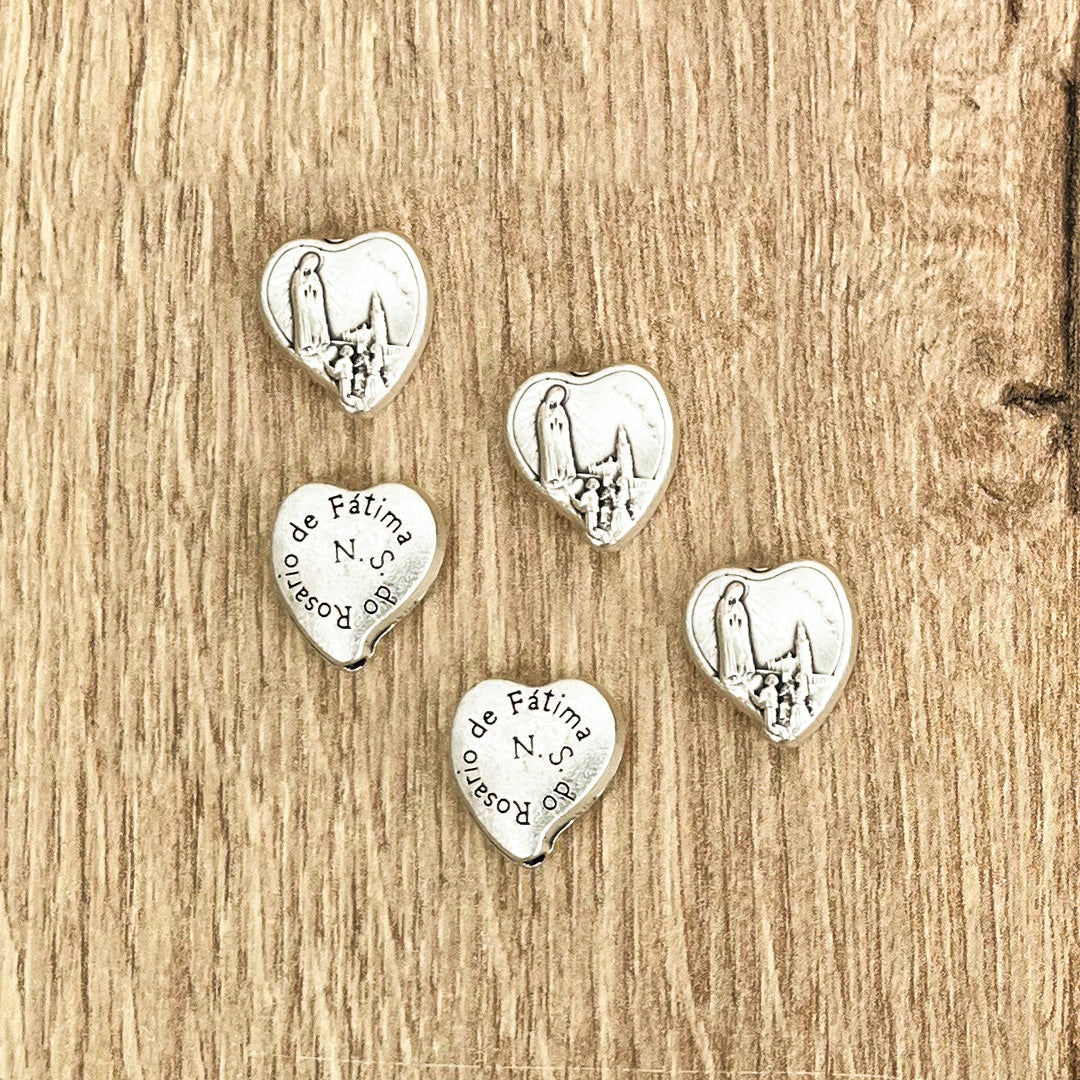 Heart-Shaped Bead x 5 Units: Our Lady of Fatima
