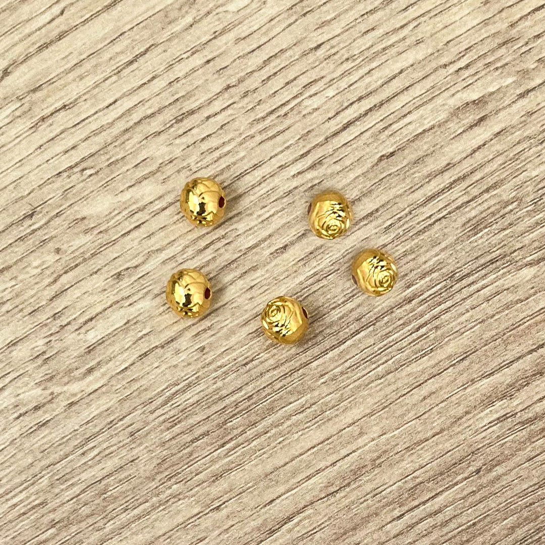 Rose-Shaped Bead x 5 Units – Gold-Plated