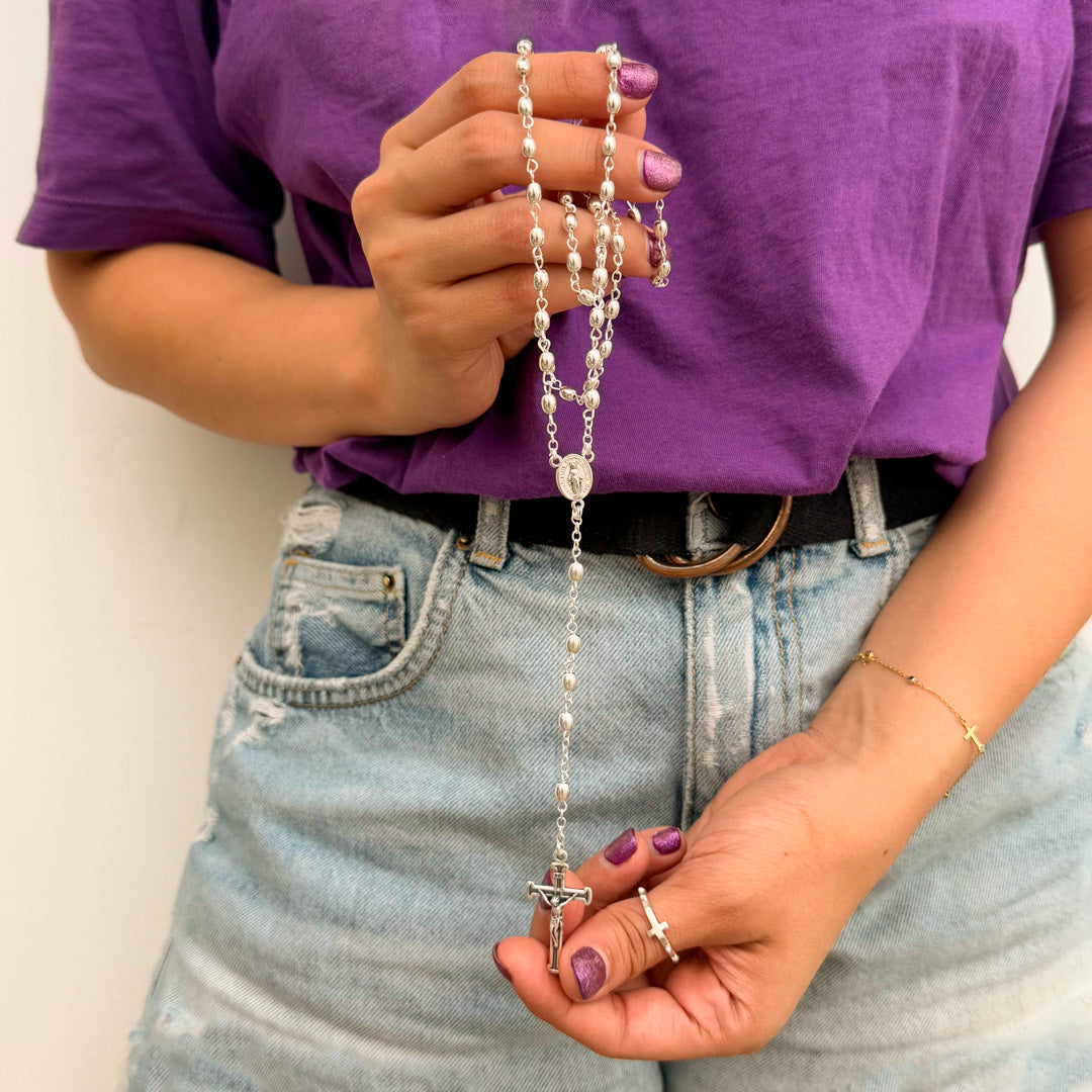 Rosary in Zamak with Rice-Shaped Beads