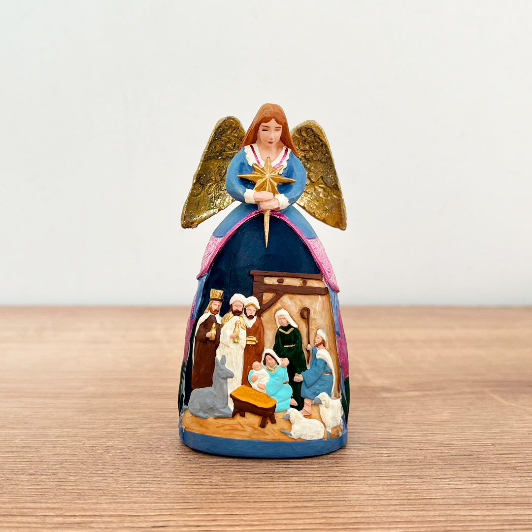 Collectible Angel Statue with Nativity Scene