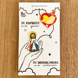 Divine Mercy and Holy Spirit pin set Catholic devotional pins kawaii style VII Sacramentos resin coated Jesus mercy dove confirmation gift set
