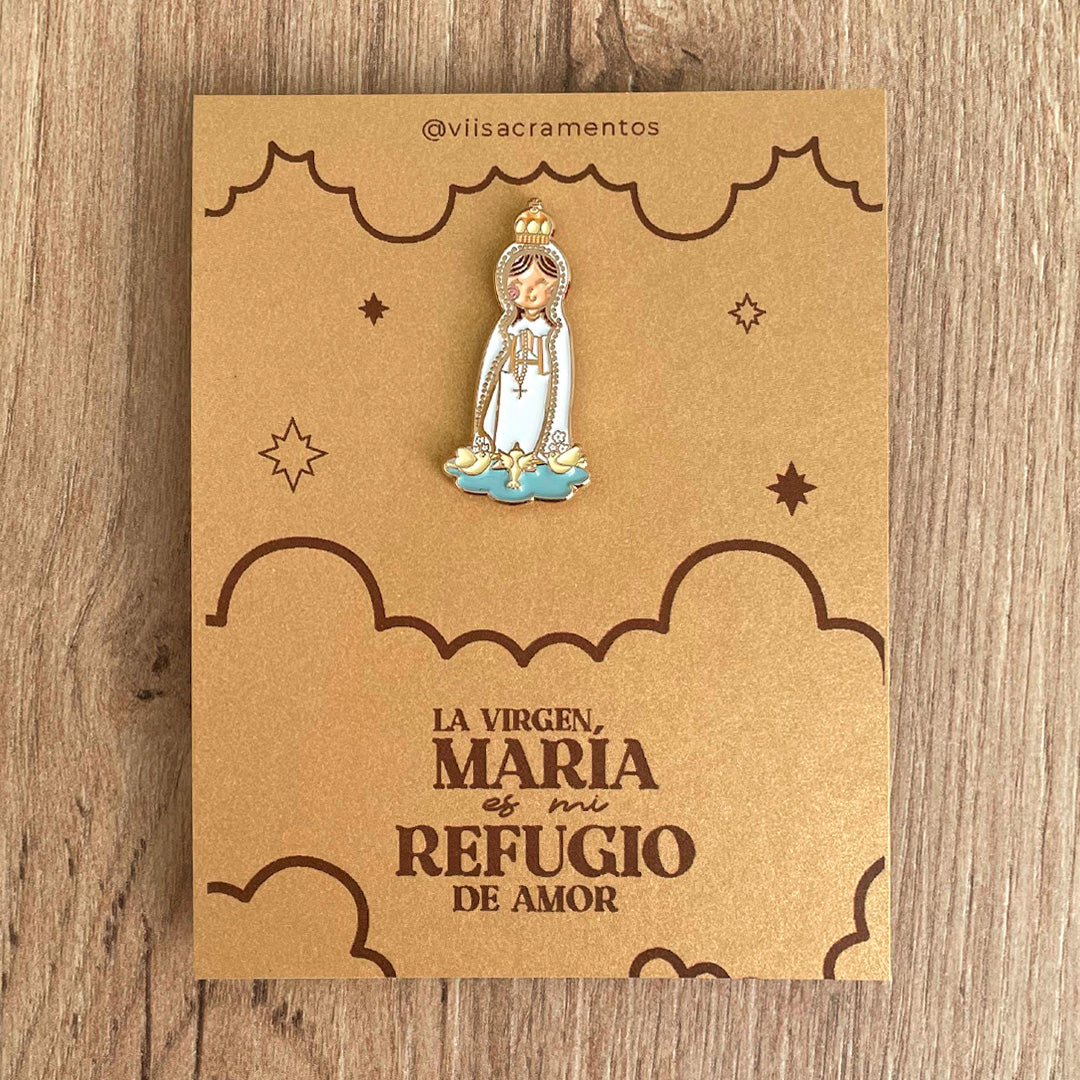 Metal Pin – Virgin of Fatima with Resin Coating