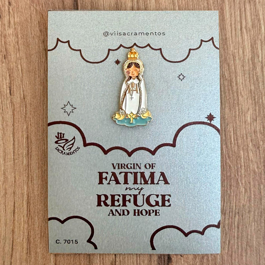 Metal Pin – Virgin of Fatima with Resin Coating