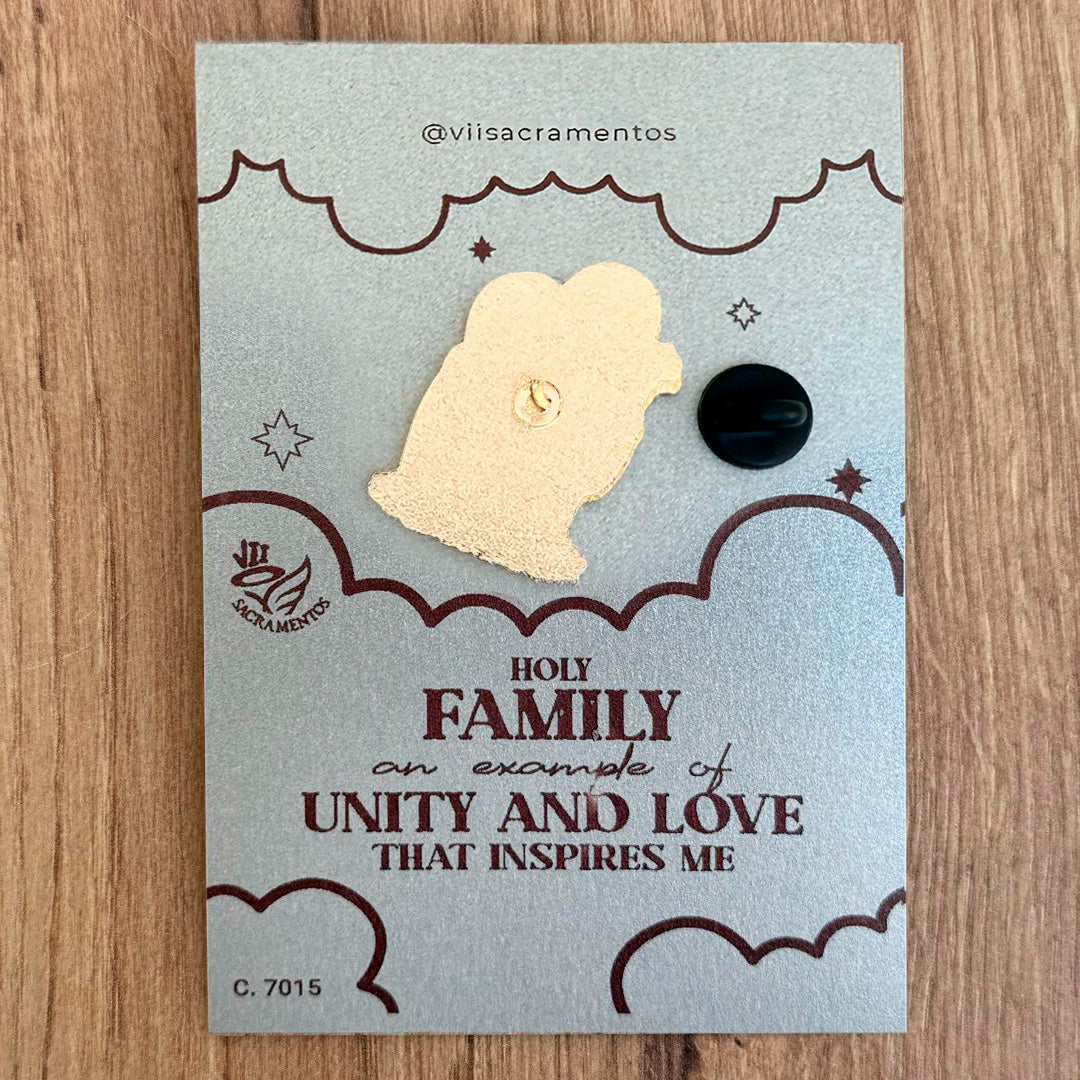 Metal Pin – Holy Family with Resin Coating