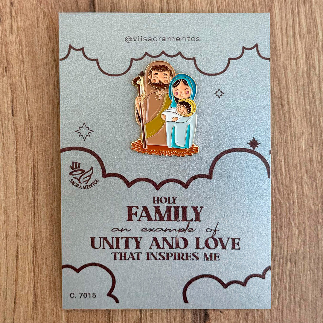 Metal Pin – Holy Family with Resin Coating