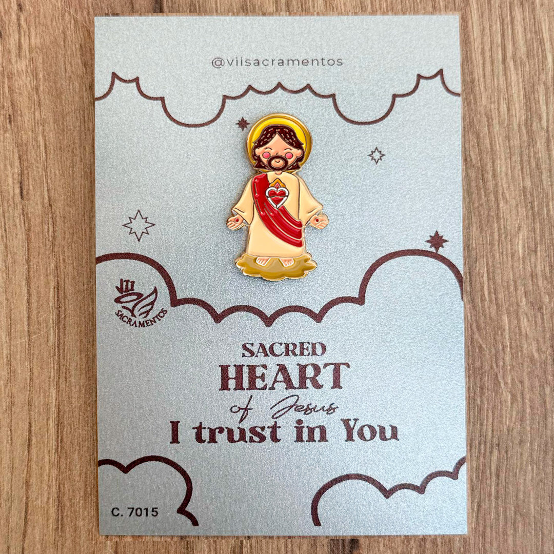 Metal Pin – Sacred Heart of Jesus with Resin Coating